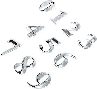 Angoily 10pcs Digital Signage Mailbox Number Wall Decorative Number Modern Plaque Number Silver Plaque Abs 3D Stainless Steel Number Sign