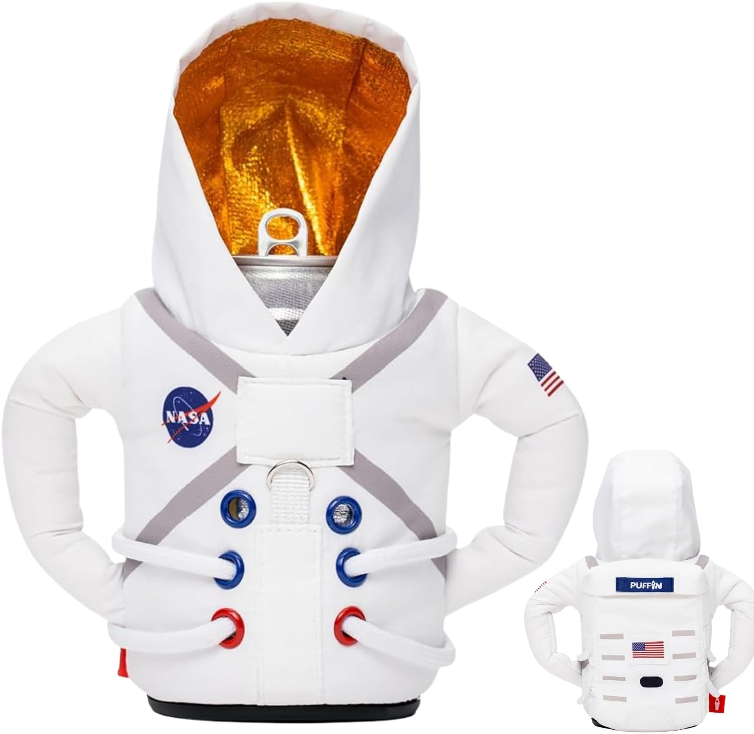 Puffin The Space Suit Jacket – Insulated Can Cooler for 12 oz & 16 oz Cans, Beer Bottles & Soda, Keeps Drinks Cold