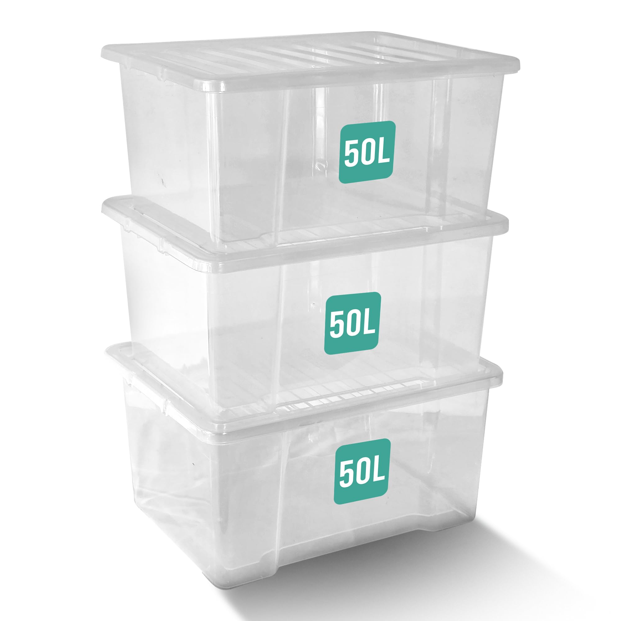 Klass 3 PCS 50L Plastic Storage Boxes With Lids Large Storage Box Clear Lid โ image 1