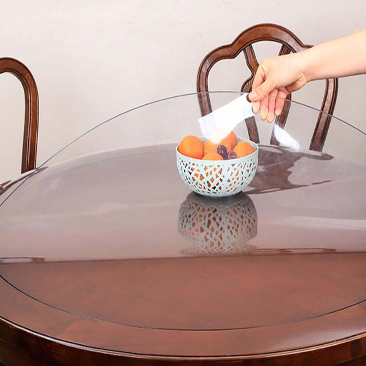 Rotondo trasparente Copritavolo 160cm/63inch, tovaglia in plastica PVC trasparente1.5MM, impermeabile, antimacchia, Resistente Calore, Protezione da tavolo trasparente