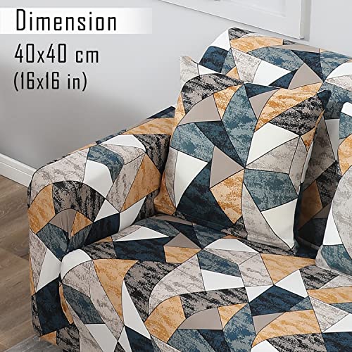 Image of HOKIPO Polyester, Spandex Stretchable Cushion Cover for Sofa, Multicolor, 16x16,(AR-4098-D3*2)