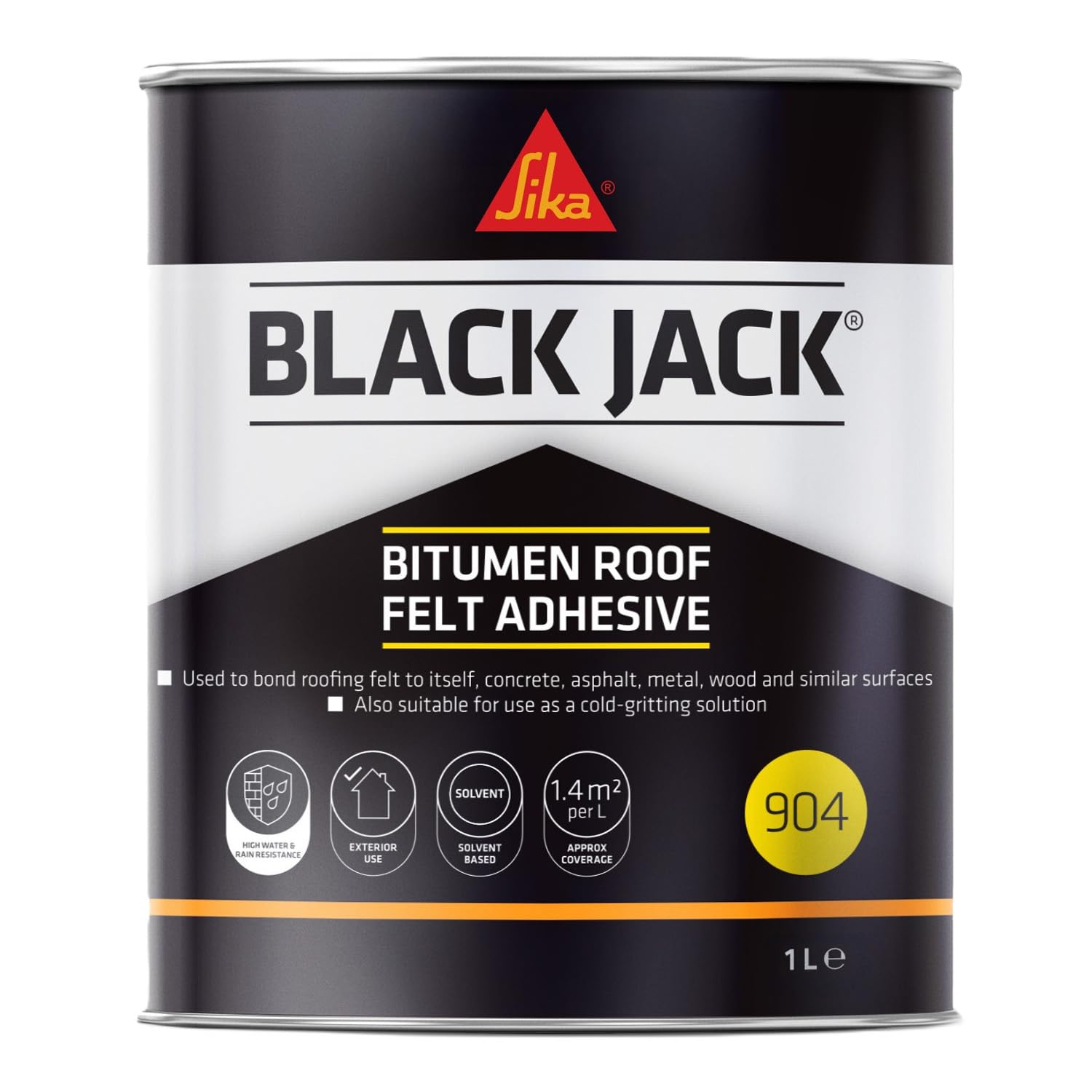 Everbuild Black Jack 904 Roof Felt Adhesive – High Strength – Black – 1 Litre