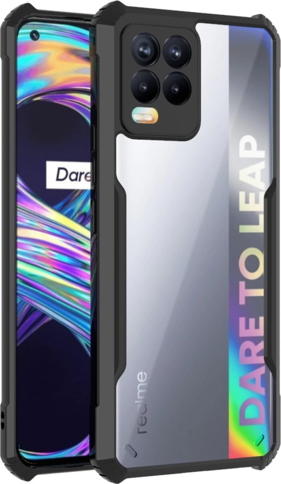 SHINESTAR Realme 8/8 Pro Back Cover Case | Ultra Thin 360 Degree Protection Crystal Clear Tranparent Bumper Back Cover Case for Realme 8/8 Pro - Black (B0D1PG8D9P) Amazon Price History, Amazon Price Tracker
