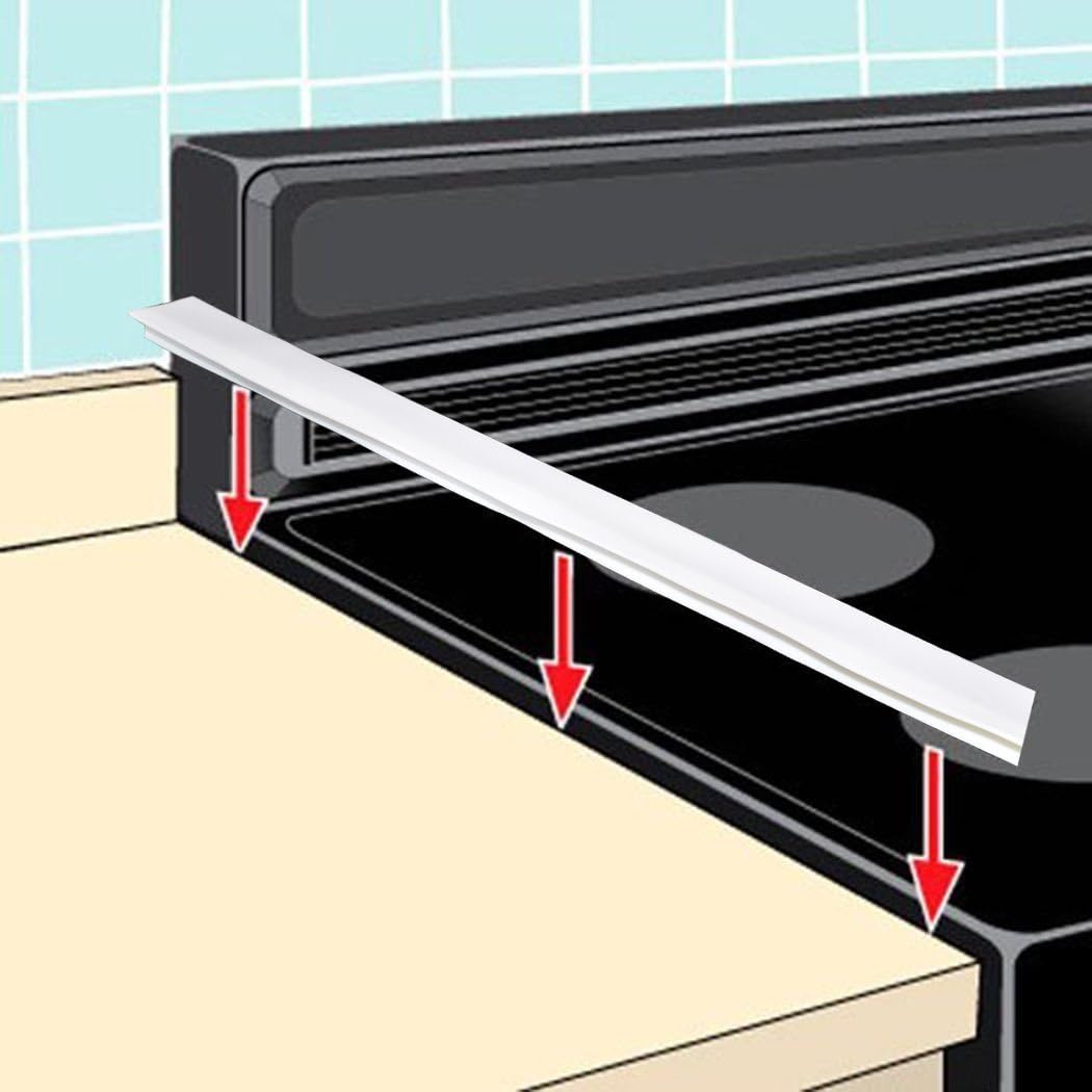 Silicone Gap Cover, 2 PACK Silicone Gap Stopper Kitchen Stove Counter Gap Covers - 21" Flexible Stove Space Fillers, Food Grade, Non-toxic, White
