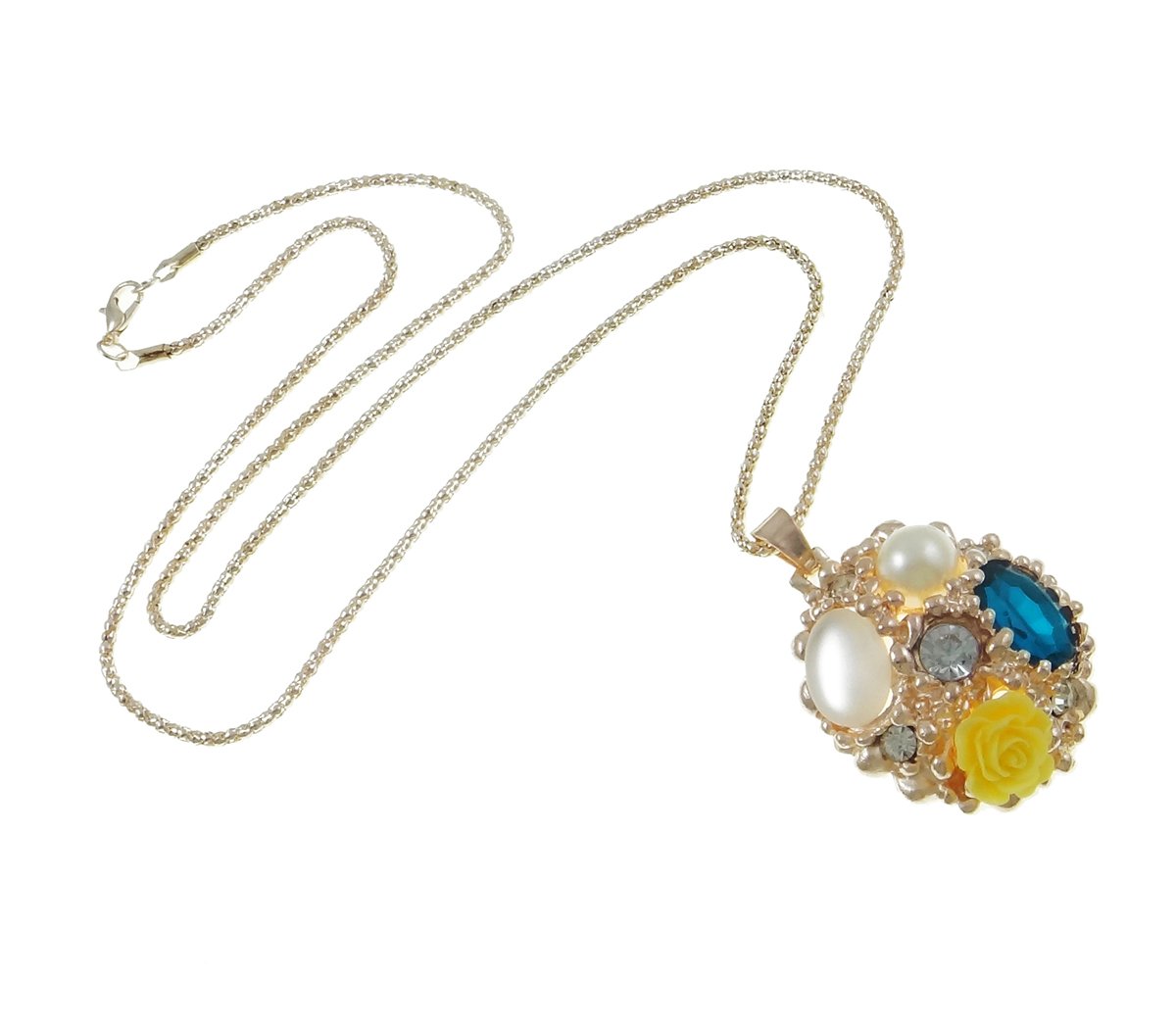 18K Gold Plated Zirconia Crystal Stones, Flower Gems Pendant Necklace for Women Presented in a Nice Jewellery Gift Box