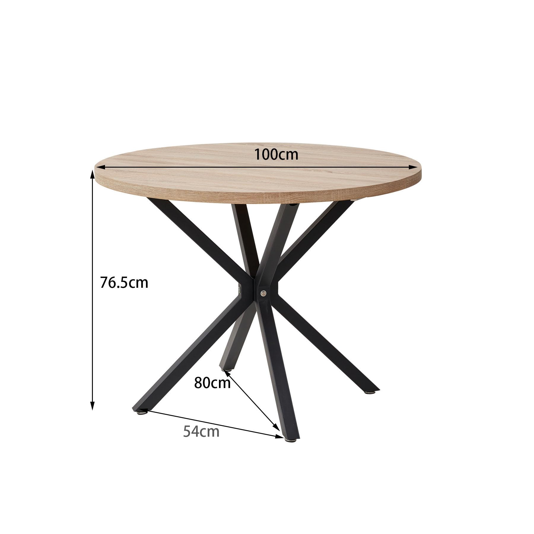 Essgruppe 5-Teilig, 100cm Runder Esstisch und 4 Leinen-Esszimmerstühle, Esstisch und Stühle für 4 Personen, 4 Stühle & Tisch für Küche, Esszimmer und Wohnzimmer (Helle Holzfarbe+Braun)