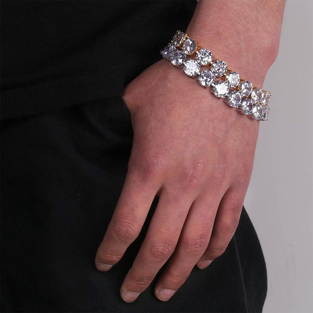 JINAO 8MM 10MM Tennis Bracelet 14K Gold Plated Iced Out 5A+ Cubic Zirconia Diamond Hip Hop Tennis Chain for Men Women