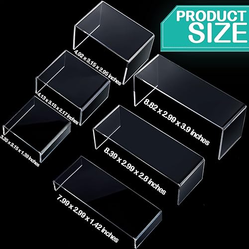 Miniatura 2 de Juego de 4 elevadores de exhibición de acrílico, tamaño mediano y grande, estante para organizar cupcakes, figuras, joyas y coleccionables