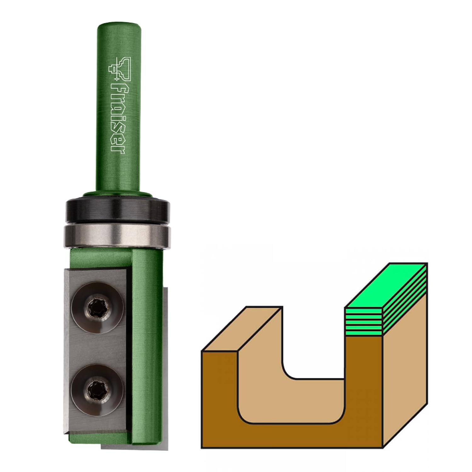 Fraiser Multibit - Fresa multifunzione per scanalare, rifilare, copiare e tagliare, diametro 19 mm, gambo 12 mm, con 2 inserti up&down e cuscinetto, per fresatrice manuale, rifilatore e CNC
