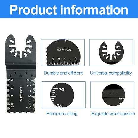 20PCS 34mm Universal Oscillating Multi Tool Saw Blades Set, Quick Release High Carbon Steel Multitool Blades Kit for Wood Plastic Soft Metal Cutting, Compatible with Fein, Bosch, Ryobi