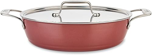 All-Clad FUSIONTEC - Sartén universal de cerámica natural con núcleo de acero 45 cuartos de galón cuarzo rosa