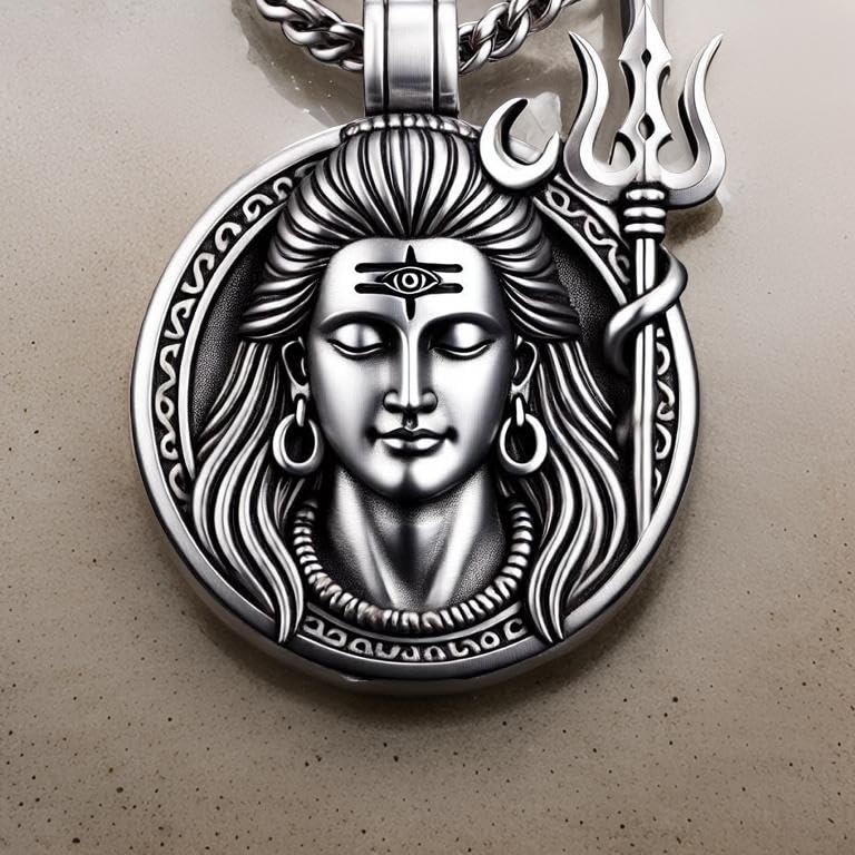 Image of THE MEN THING - Sanatan Divine Symbols Oxidised Pendant Necklace with 24inch Round Box Chain for Men & Boys