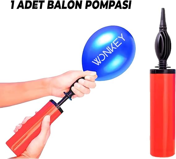 WONKEY TOYS - 1 Adet Hızlı Balon Şişirme Pompası, Manuel 1.Kalite Büyük Boy Balloon Pump
