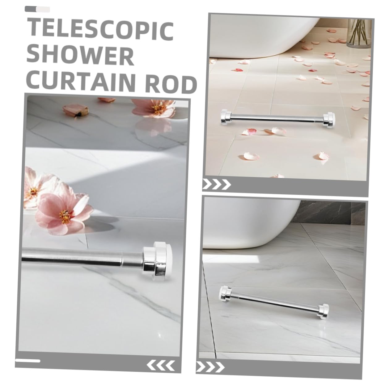 UKCOCO 2piezas Barra de Cortina Telescópica de Acero Inoxidable Extensible para Baño o Armario Incluye Unidades Fácil Instalación sin Taladrar para Cortinas de Ducha o Ventanas