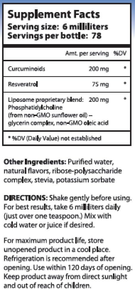 Nutrient Tree Liposomal Curcumin(Turmeric)/Resveratrol | 78 Doses | Alcohol Free | Non-Soy | Non-GMO | Made in USA