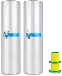 Stretch Film,15" x 1000' Heavy Duty Shrink Wrap Rolls, Plastic Wrap for Moving, Industrial Strength Stretch Wrap Roll for Pallet Wrap, 60 Gauge,2 Pack, Clear
