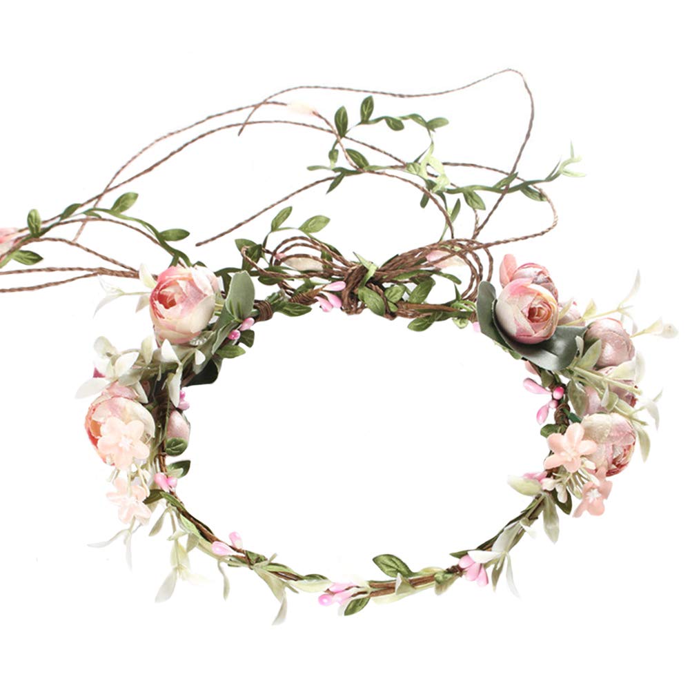 YAXAMING Halloween Rose Flower Headband Floral Leaf Crown Hair Hoops Bands Leaves Wreath Headpiece Hairband Women Xmas Holiday Festival Parade Wedding