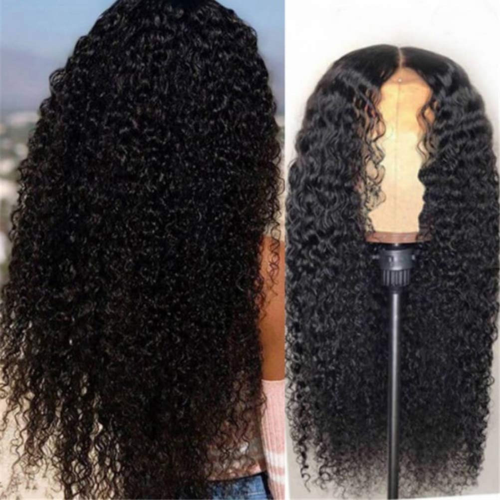 Parrucca riccia Parrucca donna brasiliana con capelli di Remy lunghi e ondulati lunghi capelli ricci afro parrucca con chiusura lunga densità 150% capelli vergini attaccatura dei capelli naturale