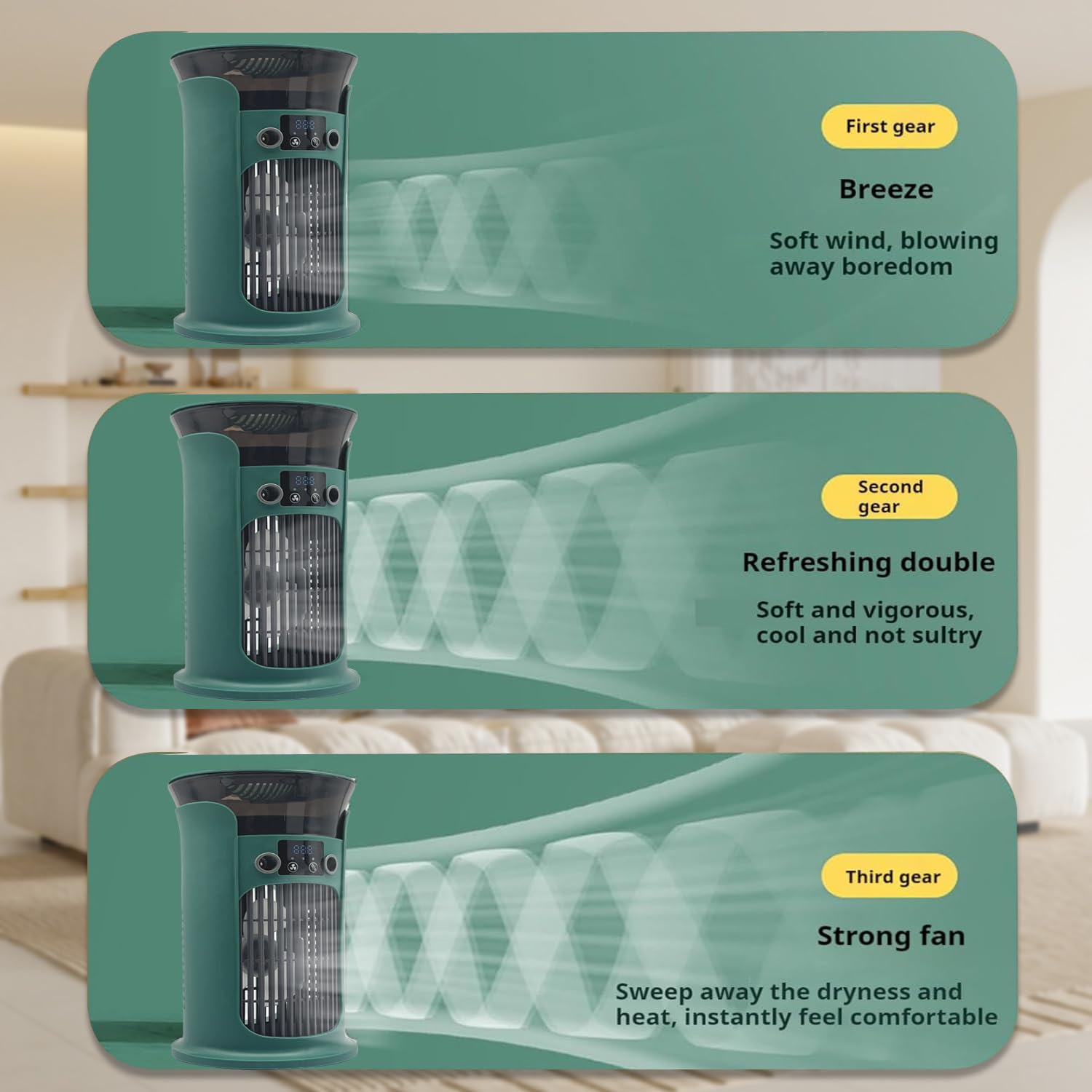 Ventilador portátil para aire acondicionado, enfriador de aire alimentado por USB, humidificador, mini enfriador de aire personal, ventilador ultrasilencioso para familia, viajes