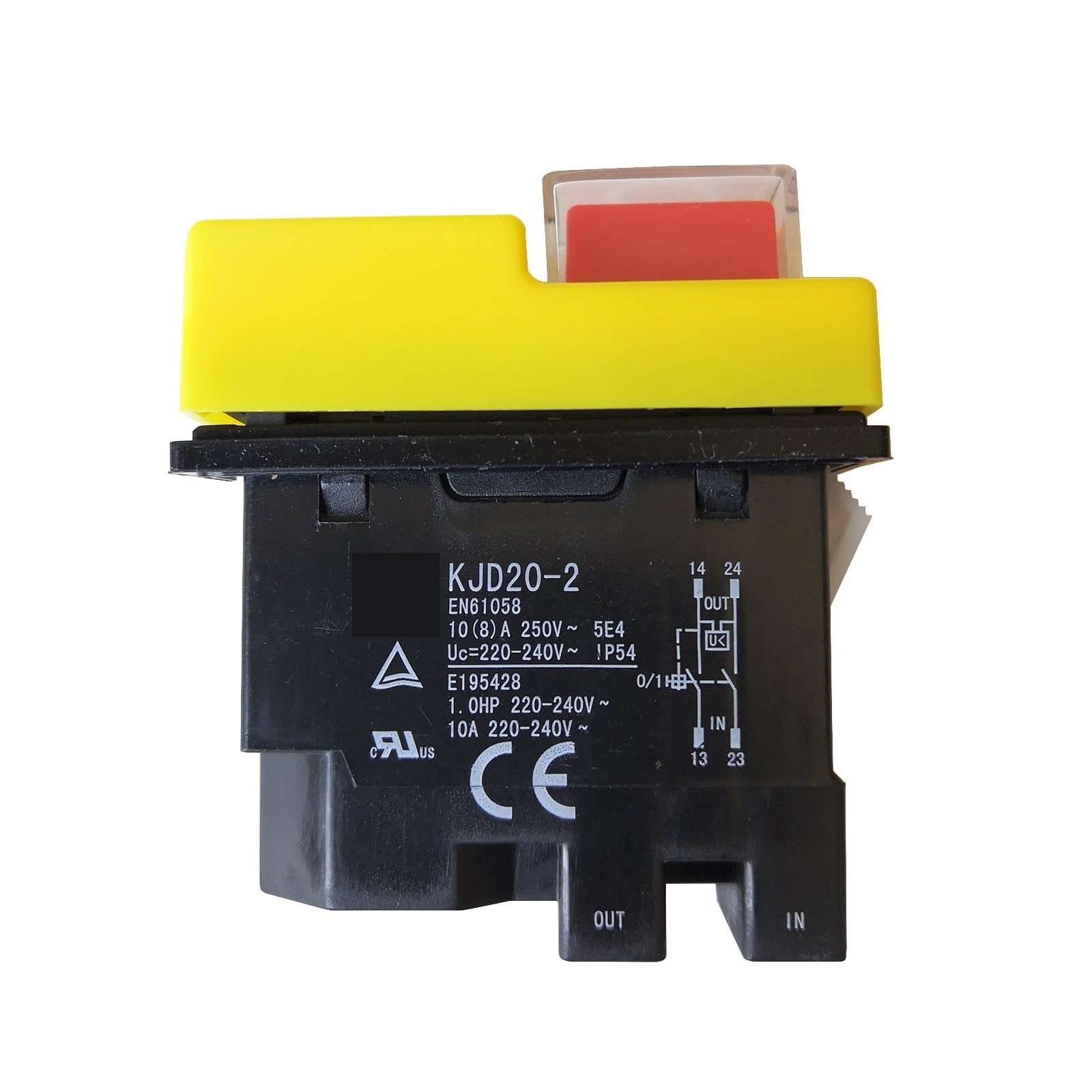 KJD20-2 - Interruptor de botón electromagnético industrial de 250 V para herramientas eléctricas (amarillo), 220 V