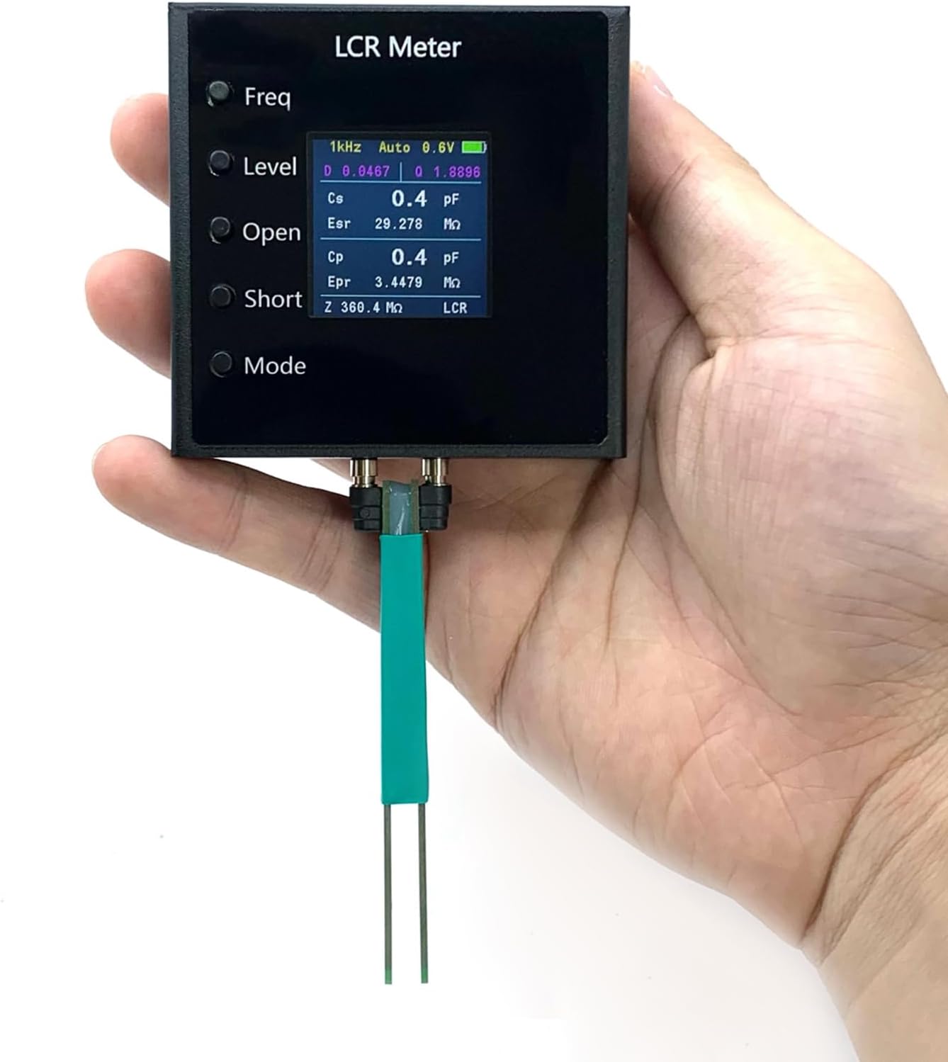 I LCR-P1 Transistor Tester Multimeter Diode Transistor acitance Meter Resistance LCR ESR Meter Port 100Hz /1kHz/10kHz/100kHz/DCR (0Hz) Frequency Test with 1.54-inch Color Screen - Test Pens +