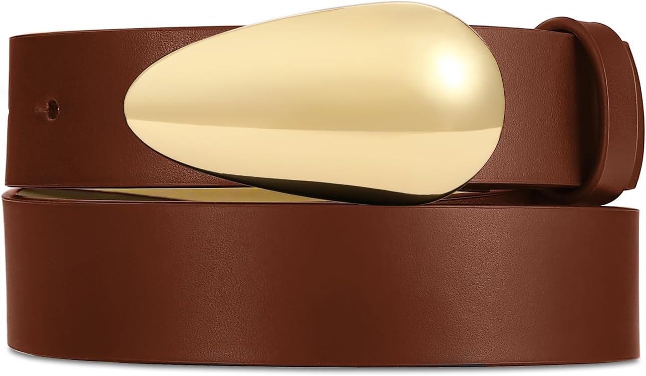 Women Leather Belt Fashion Belt for Women Gold Buckle Perfect for Jeans