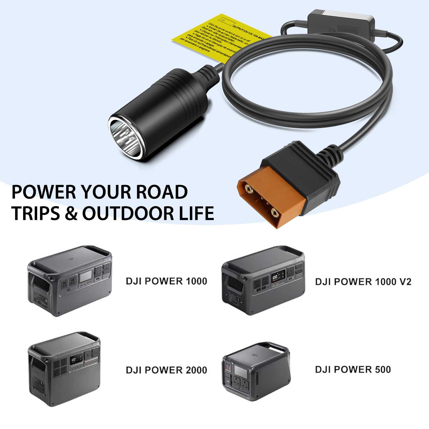 KFD SDC Solar Adapter Ladekabel für DJI Power 2000, Power 1000 V2 1000 500 Tragbare Powerstation 2048 Wh, 3000 W 1024Wh 2600W 2200W 1000W Solar Generator Autoladestecker Netzkabel DC12V Auto Ladegerät