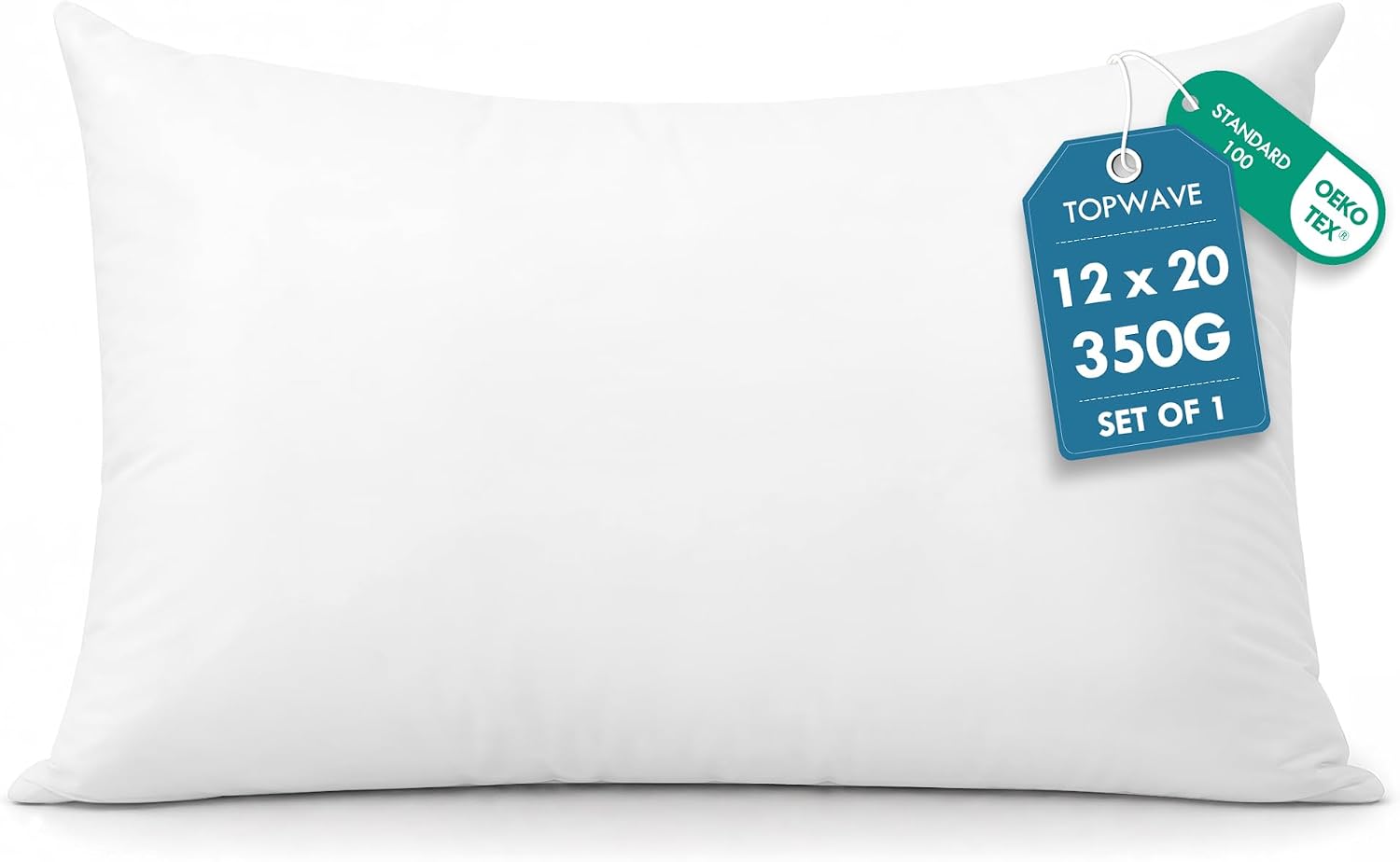 TOPWAVE 12x20 Lumbar Pillow Insert, Fluffy Decorative Pillow for Couch Sofa | Ultra Fluffy Fill, 7D Virgin Fiber, High-Rebound Support, Resists Flattening, Hypoallergenic Fill, Cover Upsize +2"
