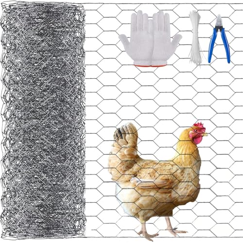 Shengou Malla hexagonal gallinero,Enrejado Triple Torsion,40cm x 10m Malla alambre galvanizado,Malla de Alambre de Pollo,Alambre hexagonal galvanizado ligero,Red Alambre Hexagonal Rollo (plata)