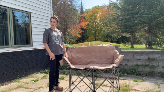 Sillones Dobles Plegables Oversized para Camping LANMOUNTAIN, Soporta 600 lbs, Cómodos para Adultos, Bolsillo de Malla, Forro de Felpa, Verde Oscuro miniatura 7