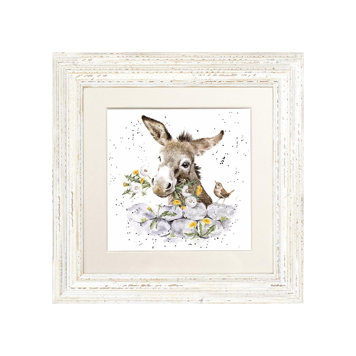 Wrendale Designs White Framed Greeting Card Fine And Dandy Donkey Picture (White)