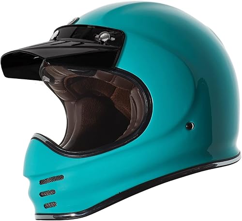 TORC T3Baja - Casco de motocicleta de fibra de vidrio retro clásico de cara completa con aprobación DOT y ECE