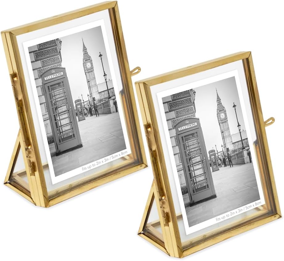 Amazon.com - EXP Silver Hinged Double Folding Metal 2x3 Picture Frame ...