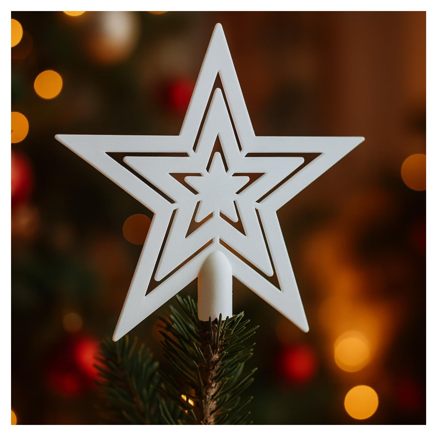 COM-FOUR® Adorno de árbol de Navidad con Estrella Brillante - Adorno de Estrella para árbol de Navidad - Adorno de árbol de Navidad para Cualquier Adorno de árbol - Flor de Pascua irrompible