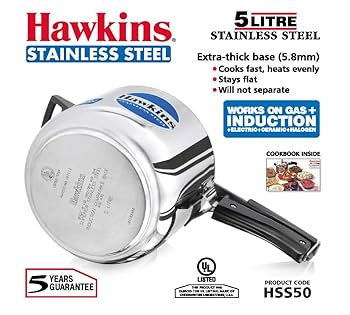 Hawkins 圧力鍋 5L Presser Cooker ホーキンス Amazon.com: Hawkins 5 Litre Contura Pressure Cooker, Handi