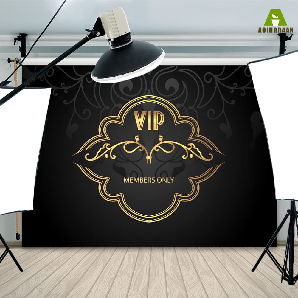 Aoihrraan 3x2m VIP Tema Fotografia Sfondo Membri solo VIP classica fiore modello nero oro stile Sfondo Compleanno ballo di fine anno festa arredamento banner vlogger ritratto foto video prop