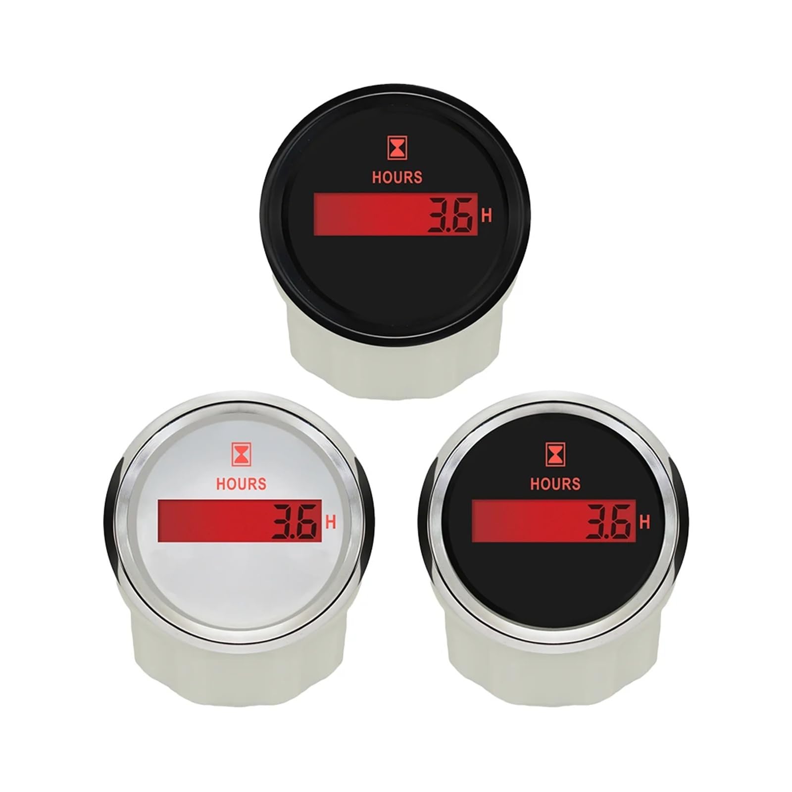 Universeller digitaler Betriebsstundenzähler mit 52 mm und roter Hintergrundbeleuchtung, 9–32 V, for PKW, LKW, Boot Hohe Sichtbarkeit(BN)