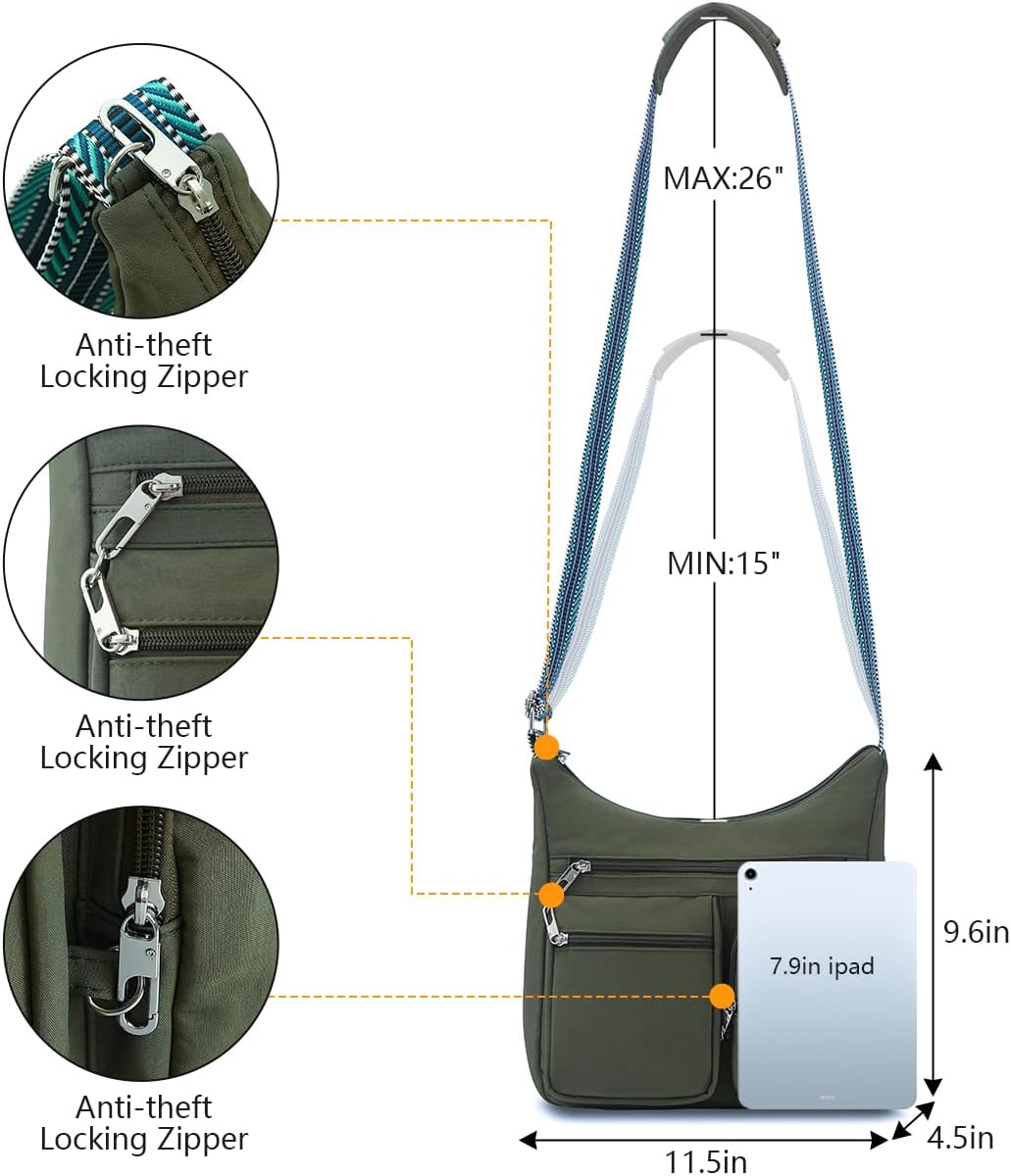 MHCNLL Trendy Anti Theft Crossbody Bag for Women, Waterproof Nylon Multi-Pocket Travel Purse and Everyday Shoulder Handbag - Image 3