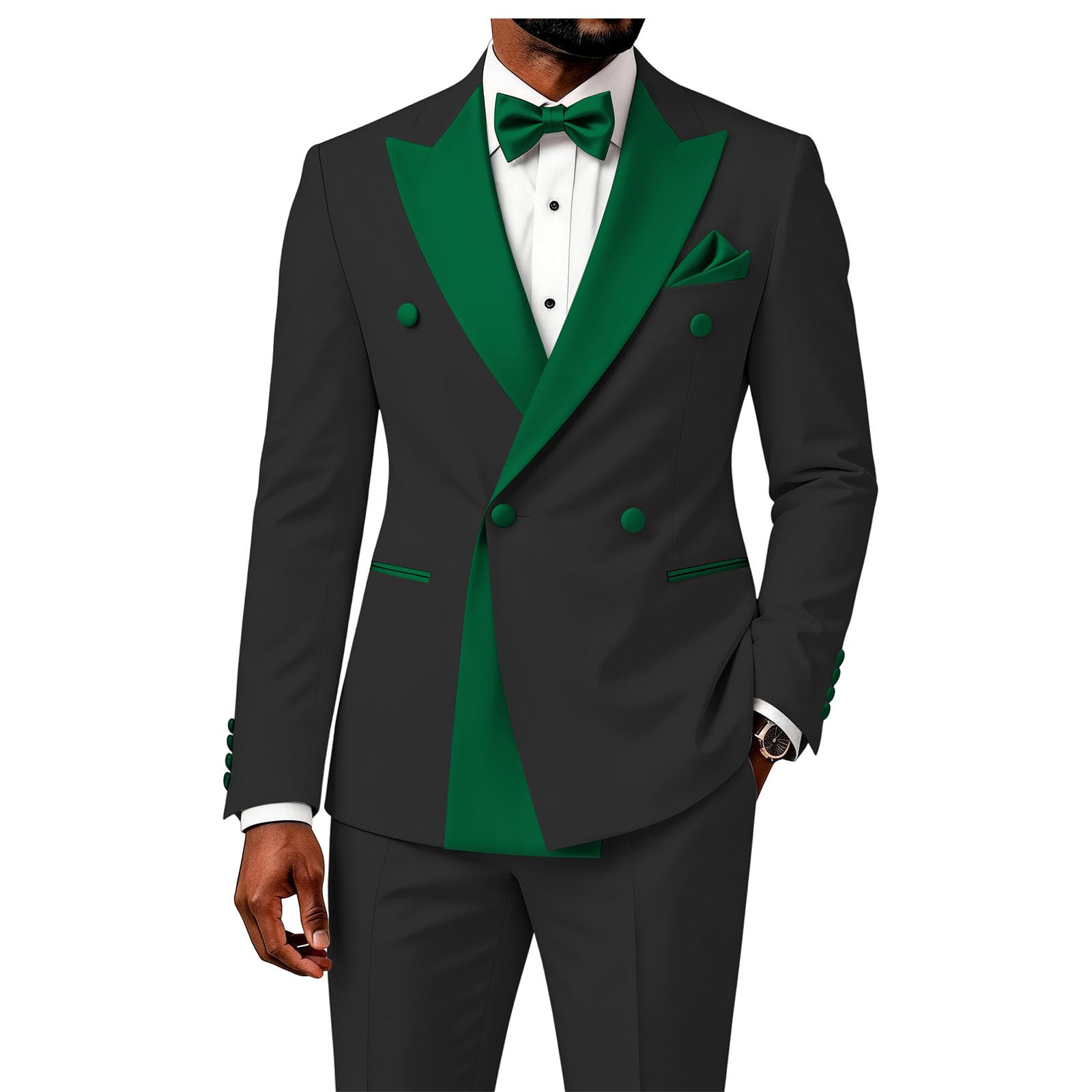 2 Piece Double Breasted Suit for Men Blazer Pants Tuxedo for Wedding Prom
