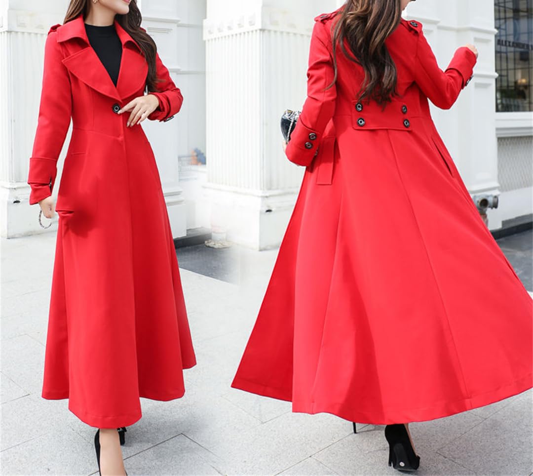 Primavera Autunno Lungo Trench Cappotto Donna Collezione Spessa Pulsante Singolo Femminile Giacca A Vento