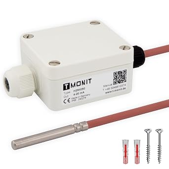 PT1000 Temperature Sensor 0-10 V or 4-20 mA50 to 200  C IP65 Jet Waterproof Current or Voltage Output Silicone Cable - for HVAC and Industry 4-20 mA 5 m Silicone Cable
