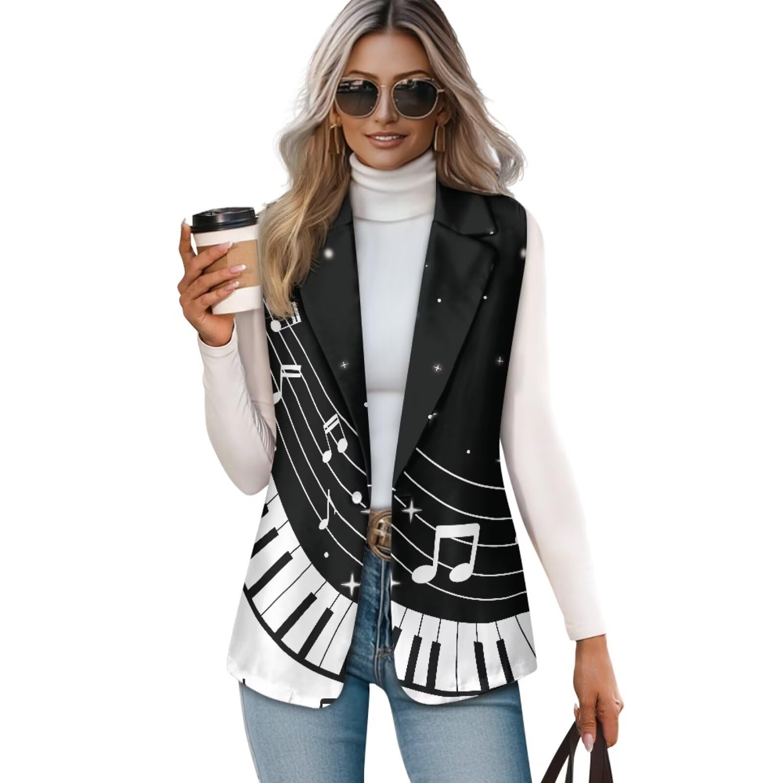 Blazer Vest for Women Womens Waistcoats Suit Vests Sleeveless Open Front Blazer Waistcoat Casual Button Jacket