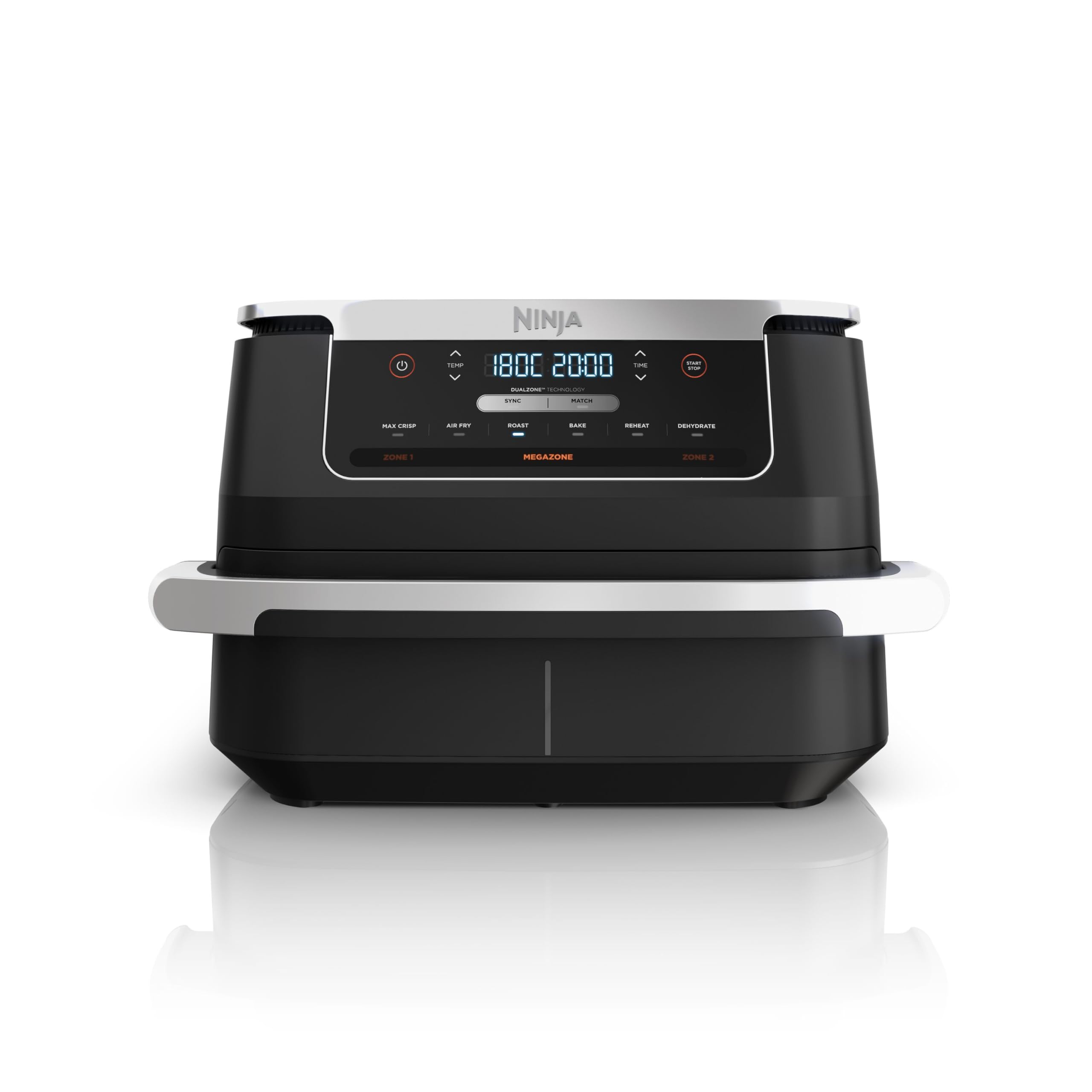 Ninja FlexDrawer Friteuse sans huile, Petite friteuse à air, double bac, compartiment 6,​6L, appareil de cuisine multifonction 6-​en-​1, modes Air Fry/​Roast/​Bake, compatible lave-​vaisselle, noir AF550EU