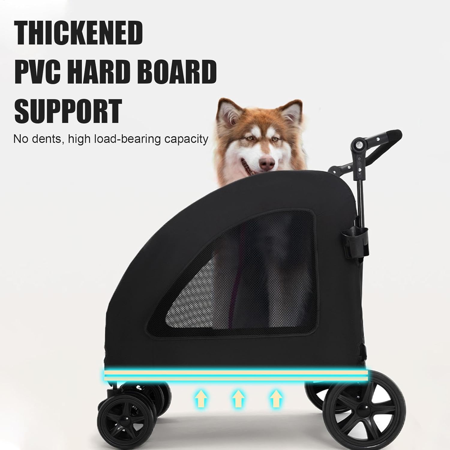 Cat Pet Stroller - Portable Strolling Cart Cat Travel Carrier | Folding Puppy Stroller, Adjustable Handle Dog Carrier Stroller for Small Medium Large Dog Cat Puppy