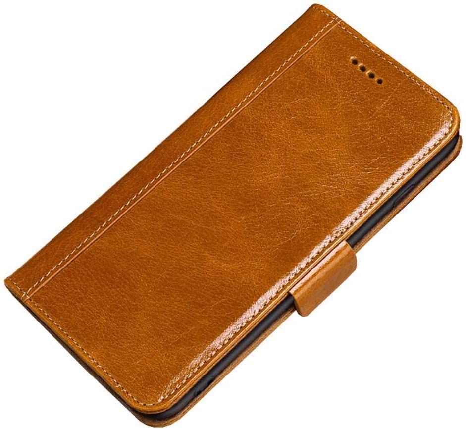 Étui portefeuille iPhone 11 Pro marron à clapet avec 3 porte-cartes et support