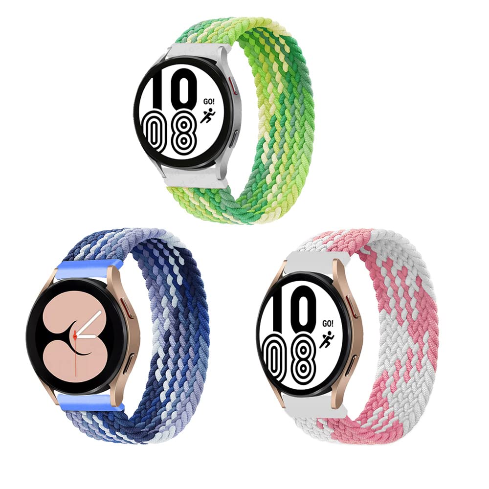 ALMNVO 3 pack 20mm 22mm Stretch Braided Nylon Watch Bands for Samsung Galaxy Watch 5 40mm 45mm Pro 46mm/Active 2 44mm,Elastics Solo Loop Strap