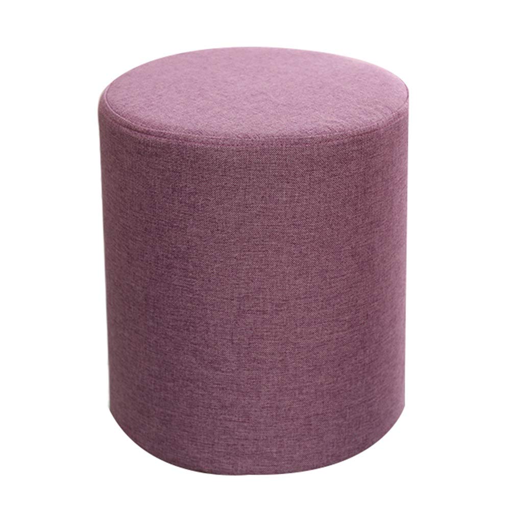 Repose-pieds ottoman rond rembourré au design soigné en tissu beige