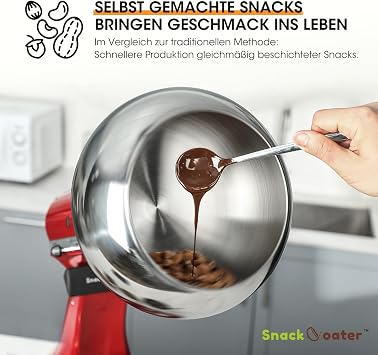Aieve Snack Coater Compatible Food Processor for Making Chocolate Coated Almonds (Capacity: 160 oz/4.73 L)