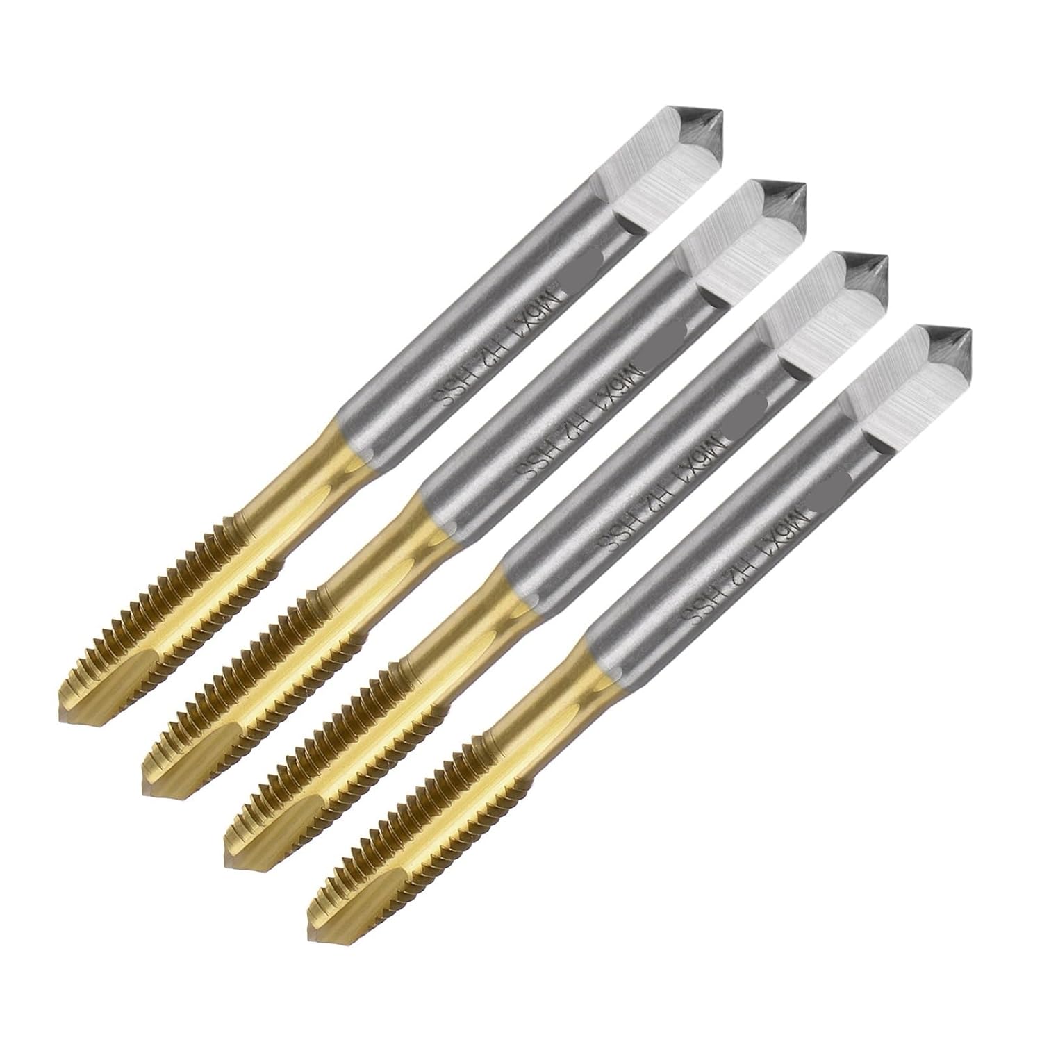 Drill Tap Bit Set, 4pcs Spiral Point Tap Metric Thread High Speed Steel Coated Right Hand Thread Tap