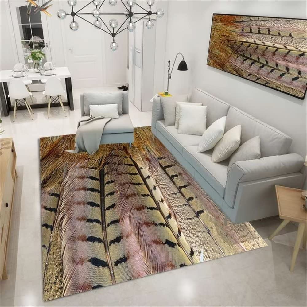 Tapis fin 120x180cm antiderapant et moquette salon durable en plumes